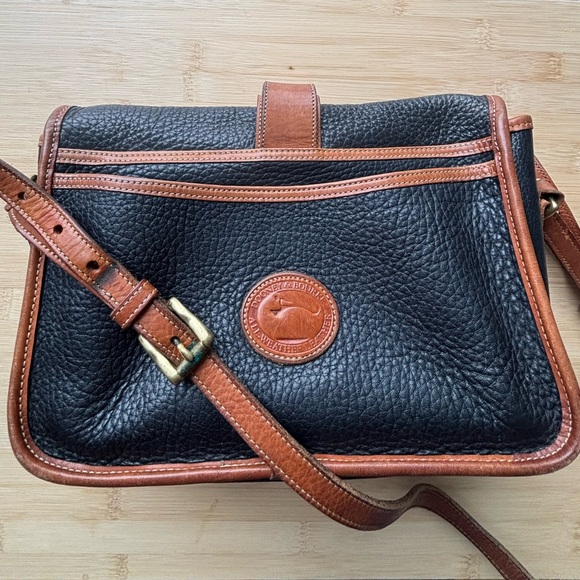 Dooney & Bourke Black and Tan Crossbody Bag with Buckle - Picture 6 of 7